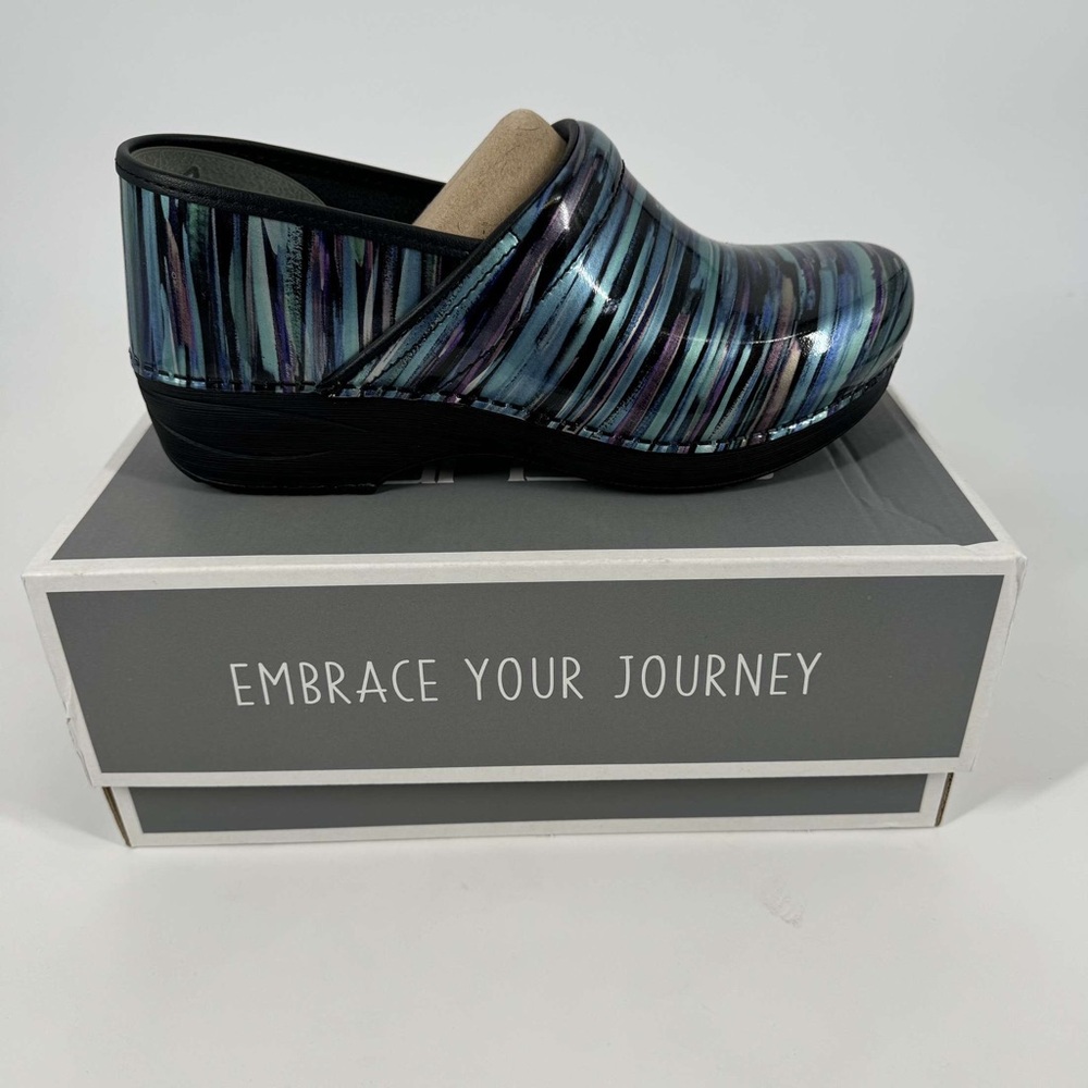 Dansko Iridescent Striped Clog - Blue Green Purple